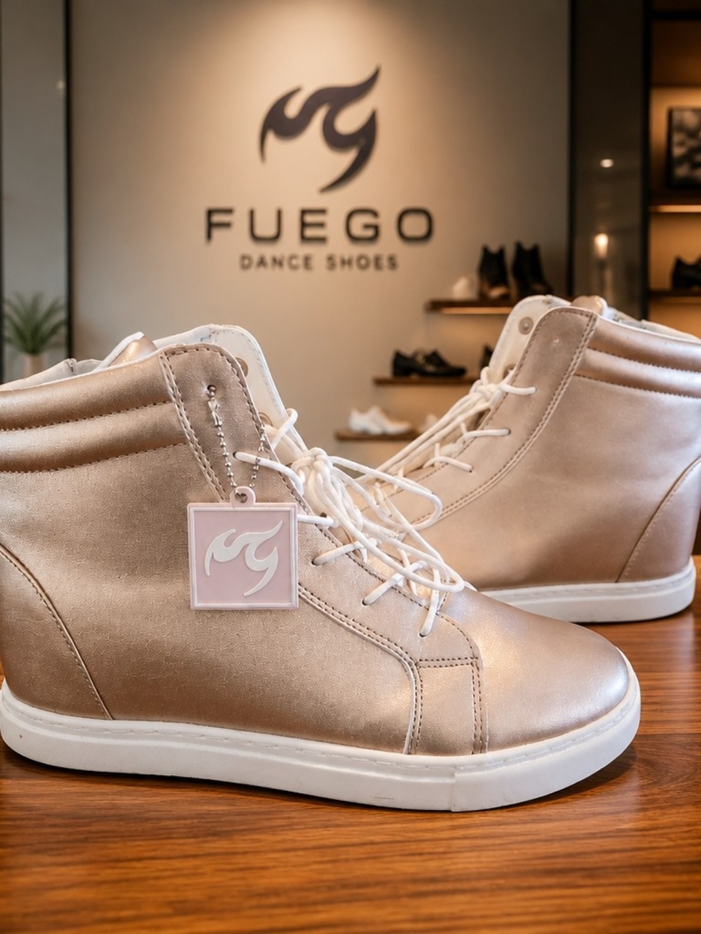 Fuego Unisex Champagne Dance High Top Sneakers Size Mens 8 Women's 9